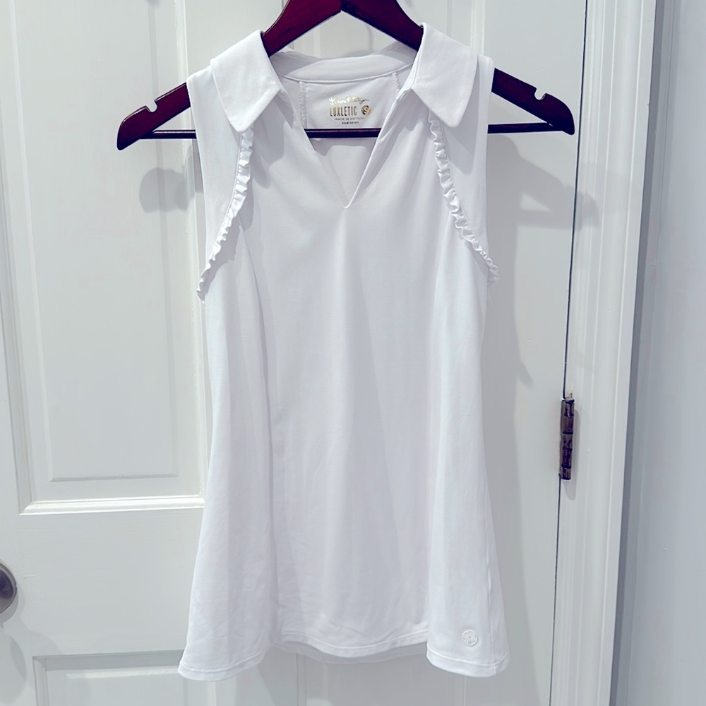 Lilly Pulitzer White Sleeveless Polo Athletic Top